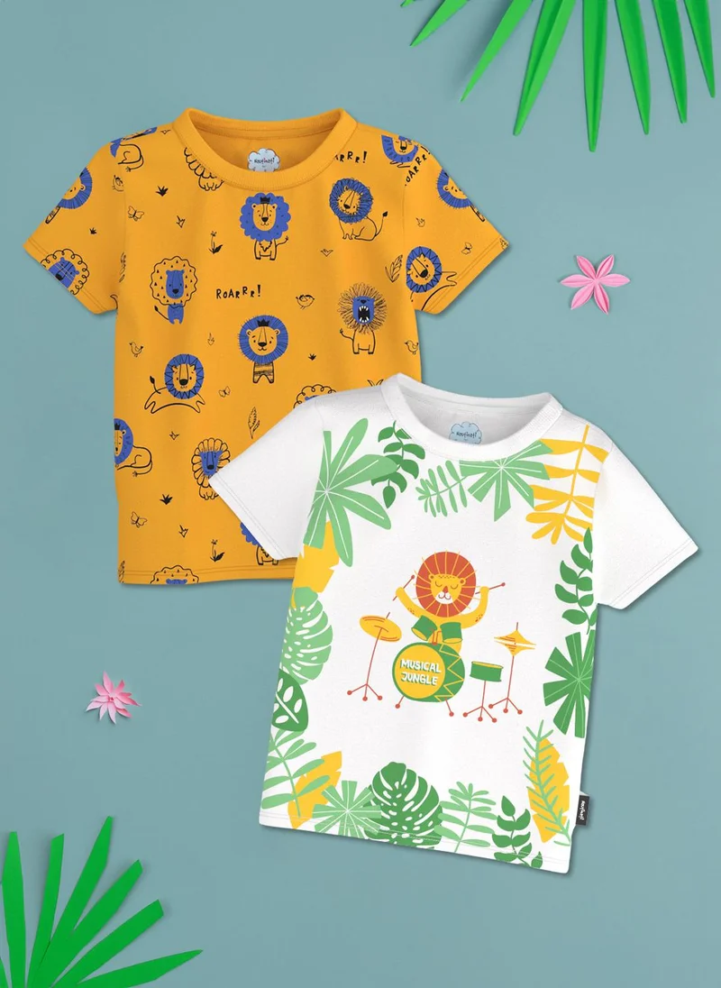 Boys' Pack of 2 Cotton Lion Printed T-shirts